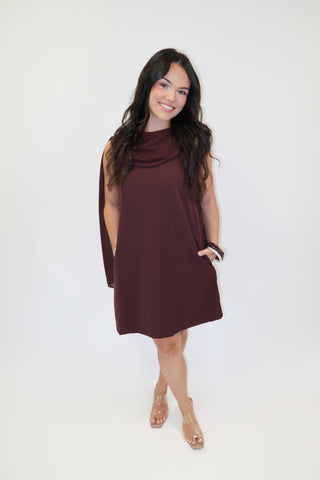 Champagne Plans Sleeveless Scarf Neck Mini Dress