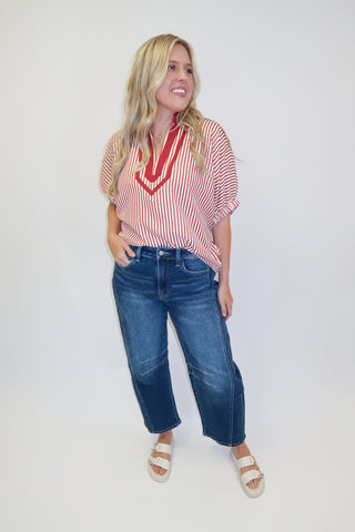 On The Bright Side Striped V-Neck Top