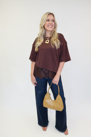 Perfect Timing Asymmetrical Lace Hem Top