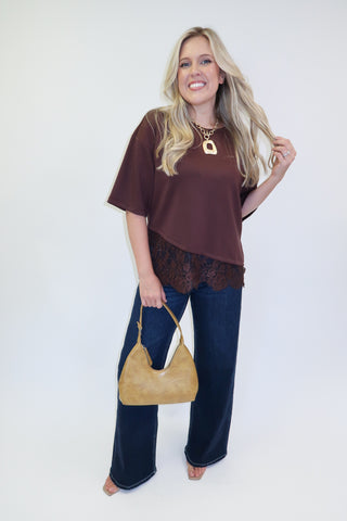 Perfect Timing Asymmetrical Lace Hem Top