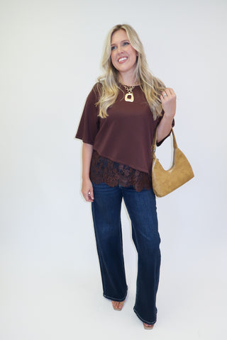 Perfect Timing Asymmetrical Lace Hem Top