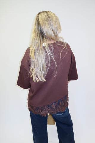 Perfect Timing Asymmetrical Lace Hem Top