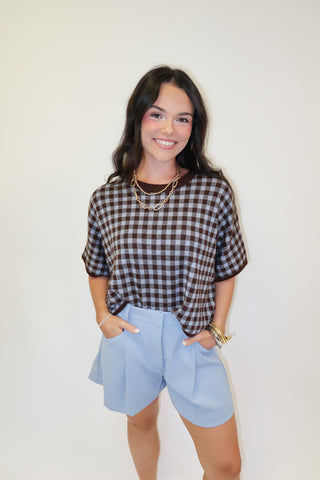 Country Club Check Sweater Top