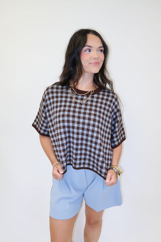 Country Club Check Sweater Top