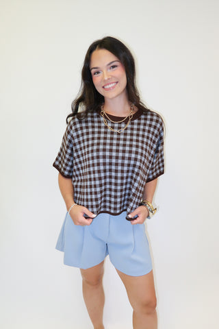 Country Club Check Sweater Top