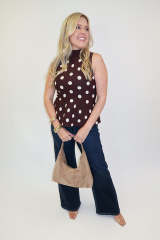 All The Charm Polka Dot Peplum Top