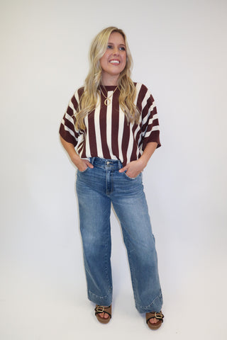 Headed Somewhere Vertical Stripe Knit Top