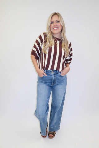 Headed Somewhere Vertical Stripe Knit Top