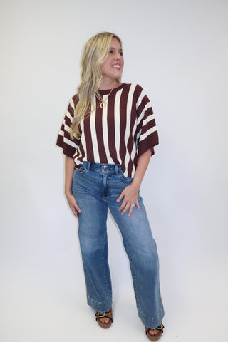 Headed Somewhere Vertical Stripe Knit Top