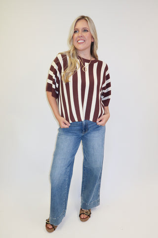 Headed Somewhere Vertical Stripe Knit Top