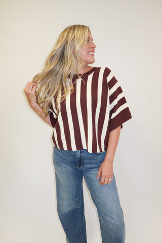 Headed Somewhere Vertical Stripe Knit Top