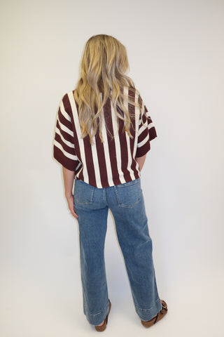 Headed Somewhere Vertical Stripe Knit Top