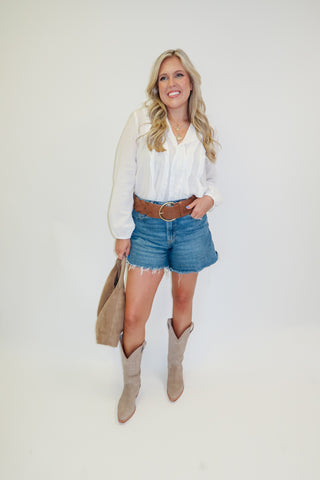 Take The Compliment Ruffle Front Blouse