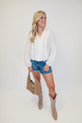 Take The Compliment Ruffle Front Blouse