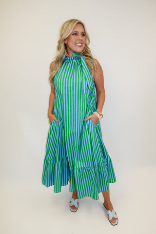 Along The Way Stripe Midi Dress