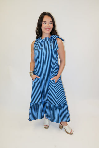 Along The Way Stripe Midi Dress