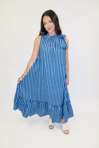 Along The Way Stripe Midi Dress