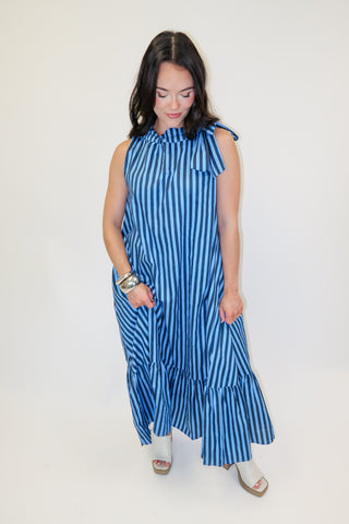 Along The Way Stripe Midi Dress
