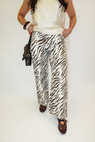 Wild Intentions Brown Zebra Print Jeans