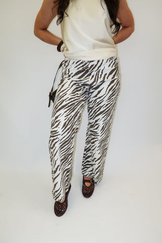 Wild Intentions Brown Zebra Print Jeans