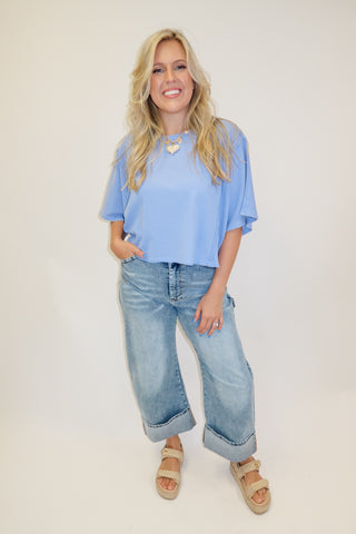 Catching Up Exposed Seam Knit Crewneck Tee