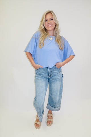 Catching Up Exposed Seam Knit Crewneck Tee