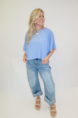 Catching Up Exposed Seam Knit Crewneck Tee