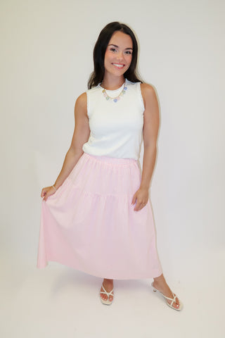 Sunday Picnic Gingham Tiered Midi Skirt