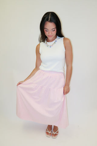Sunday Picnic Gingham Tiered Midi Skirt
