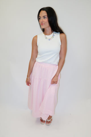 Sunday Picnic Gingham Tiered Midi Skirt