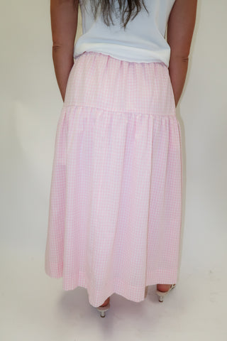 Sunday Picnic Gingham Tiered Midi Skirt