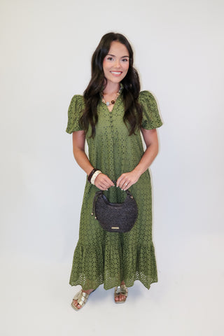 Autumn Affair Eyelet Midi Dress