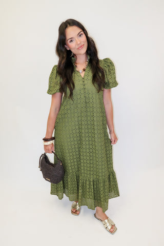 Autumn Affair Eyelet Midi Dress