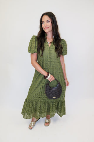 Autumn Affair Eyelet Midi Dress