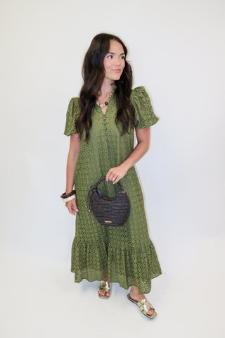 autumn midi dress MARIIO Print with 3/4 Sleeves It extends 49.5 inches from the high point of the shoulder Easy Fall Outfit Idea: Floral