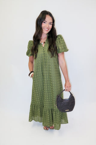 Autumn Affair Eyelet Midi Dress