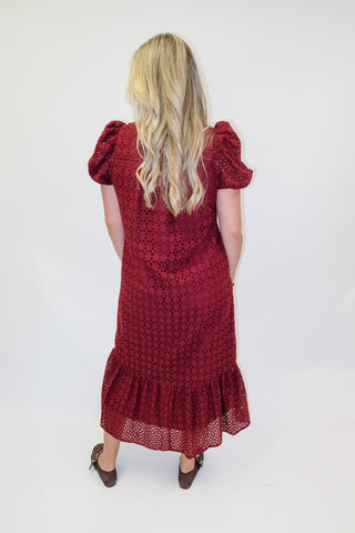 Autumn Affair Eyelet Midi Dress