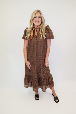 Autumn Affair Eyelet Midi Dress