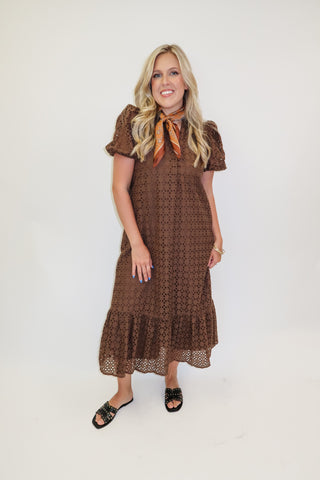 Autumn Affair Eyelet Midi Dress