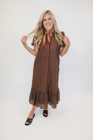 Autumn Affair Eyelet Midi Dress
