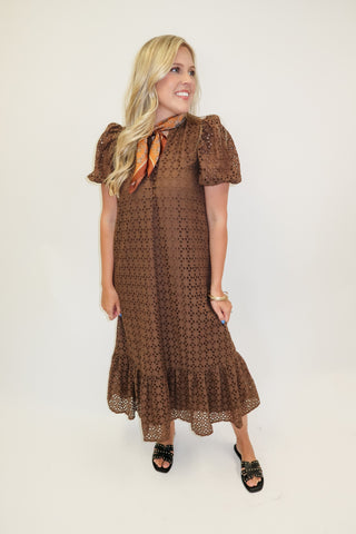 Autumn Affair Eyelet Midi Dress