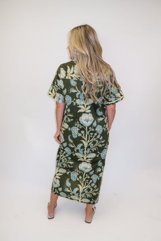 Coastal Bloom Blue Floral Midi Dress