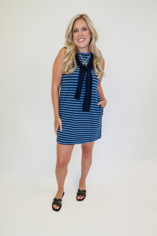 Clean Finish Stripe Sweater Tie Dress
