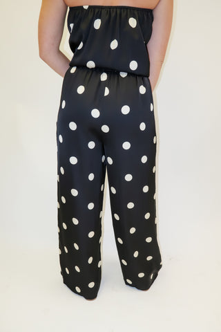 Champagne Wishes Black Silky Polka Dot Pants
