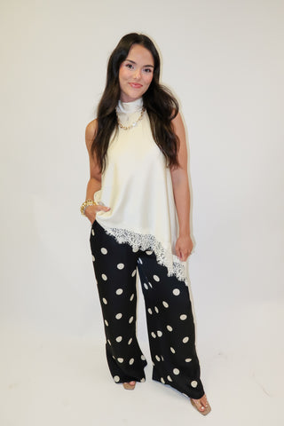 Date Night Silky Lace Trim Top