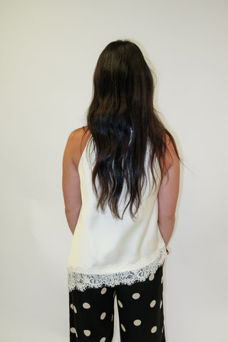 Date Night Silky Lace Trim Top