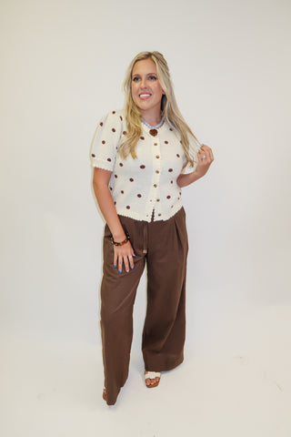 Spotted In Town Polka Dot Puff Sleeve Cardigan