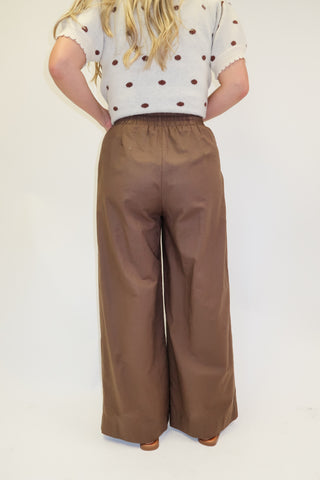 Home Stretch Brown Inverted Pleat Drawstring Pant