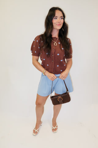 Spotted In Town Polka Dot Puff Sleeve Cardigan