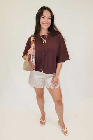 Front Porch Boxy Button Front Cardigan